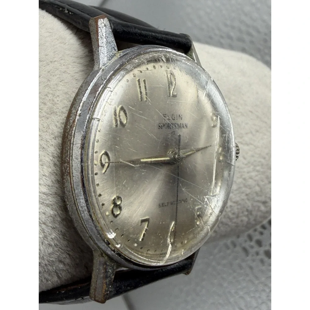 Worn Elgin Sportsman Working Mens Watch Germany Selfwinding 34MM 7.5